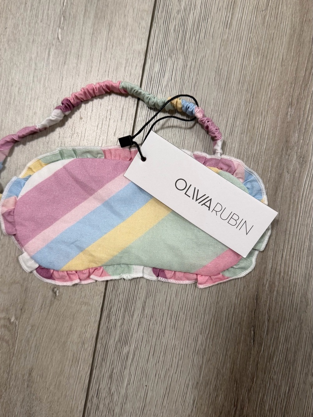 OLIVIA RUBIN Pastel Diagonal Stripe Eye Mask in Pink, Blue, Yellow, Mint